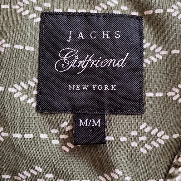 Jachs Girlfriend green and white short sleeve blouse size M 100% Rayon - Picture 4 of 9